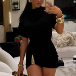 Women's Ruched Bodycon Mini Dress – High Neck Short Sleeve Party & Occasion Dress