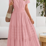Women's Tiered Flutter Sleeve Maxi Dress – Flowing Summer Evening & Occasion Dress