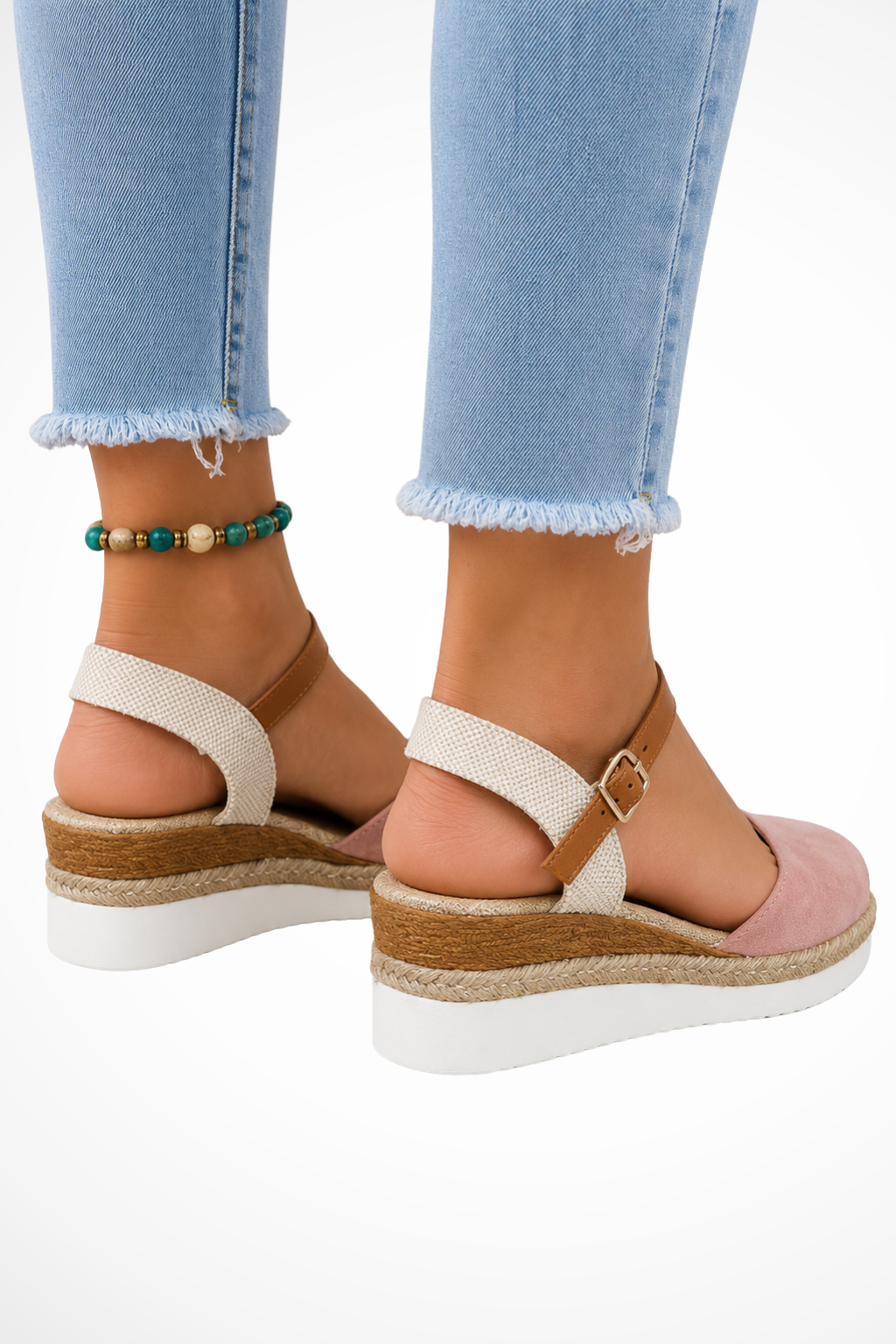 Women's Closed-Toe Espadrille Wedges with Ankle Strap – Buckle Wedge Sandals for Summer