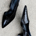 Women's Slingback Pumps with Pointed Toe & Low Block Heel – Work & Evening Shoes