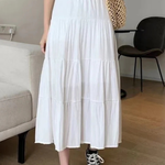 Women's High-Waist Tiered Maxi Skirt with Elastic Waist – Flowy Summer Skirt