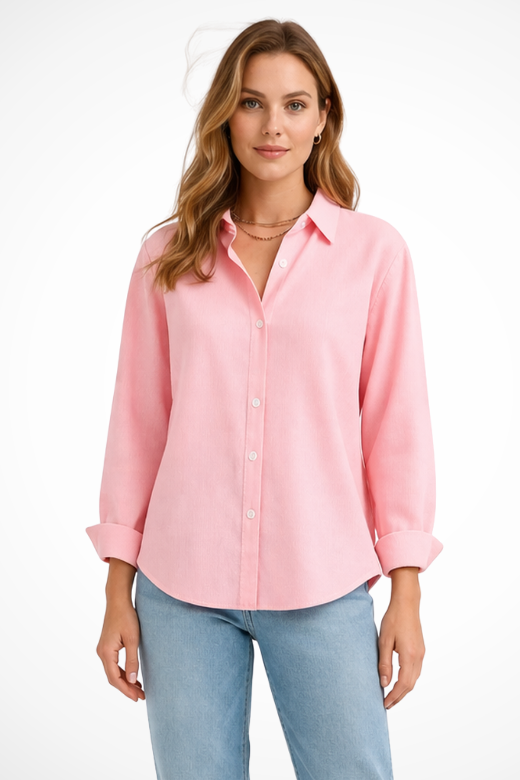 Women's Relaxed Fit Long Sleeve Button Down Shirt – Classic Collared Shirt for Work & Weekend