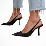 Women's Pointed Toe Slingback Heels – Suede-Finish Court Shoes for Work and Events