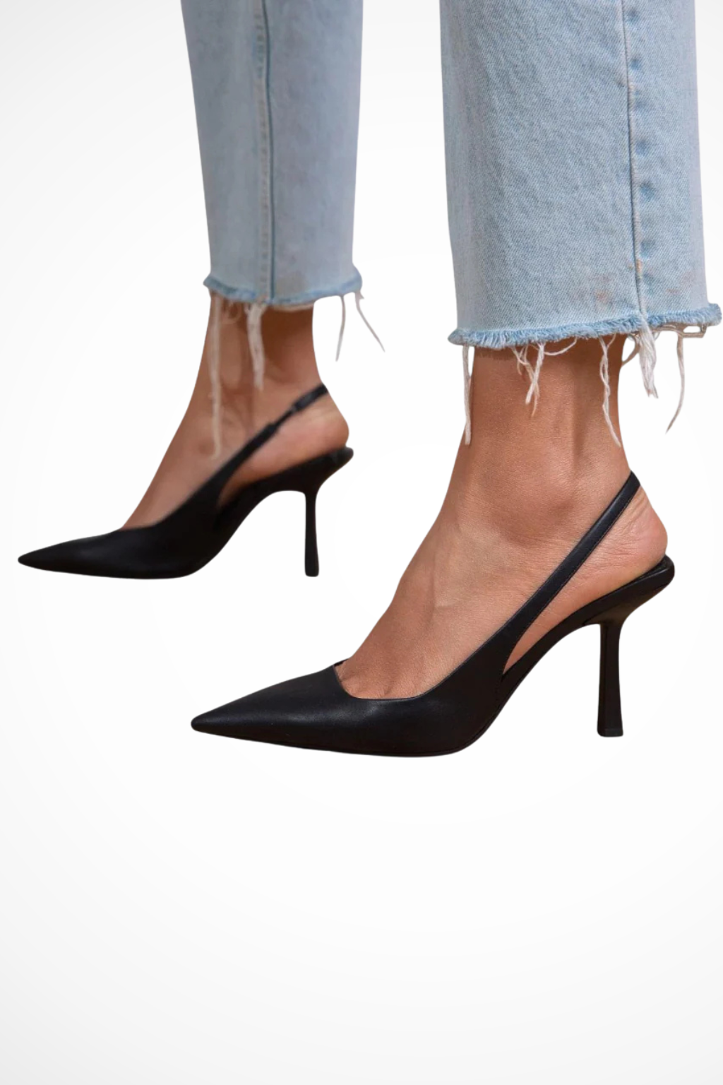 Women's Pointed Toe Slingback Heels – Suede-Finish Court Shoes for Work and Events