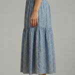 Women's Floral Skirt with Elastic Waistband – Lightweight Flowing Pull-On Summer Skirt
