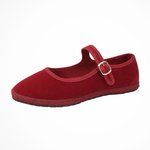 Women's Round Toe Mary Jane Ballet Flats with Buckle Strap – Suede-Look Everyday Flats
