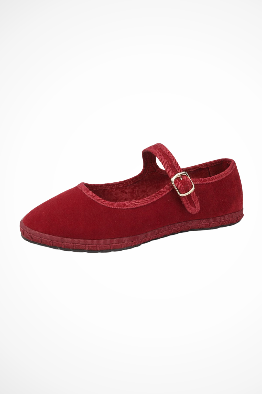 Women's Round Toe Mary Jane Ballet Flats with Buckle Strap – Suede-Look Everyday Flats