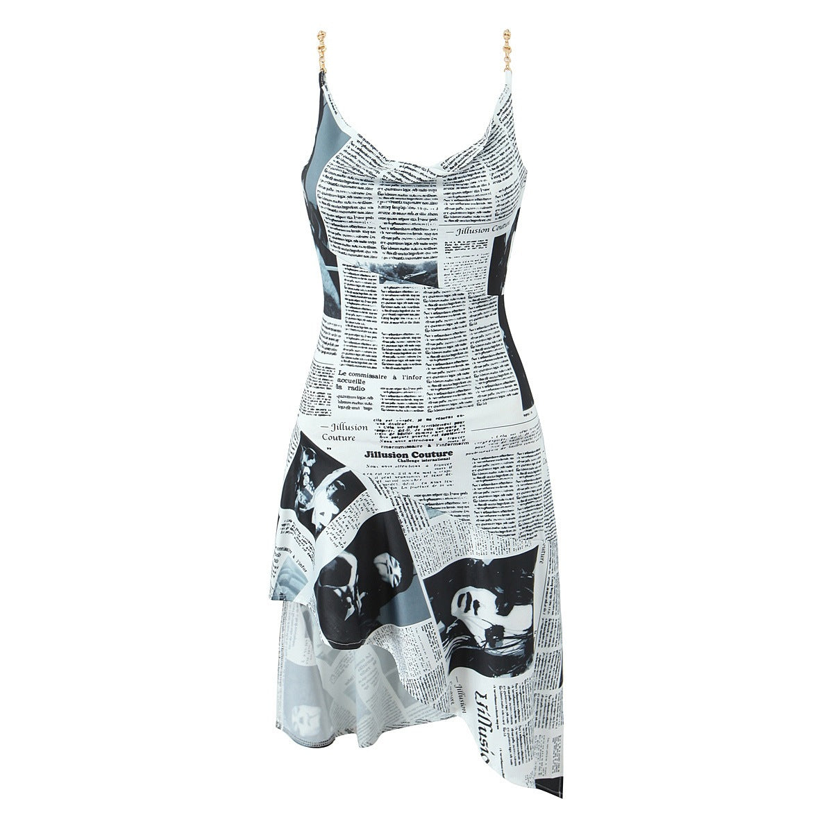 Women's Printed Strapless Asymmetric Mini Dress – Summer Party & Evening Dress