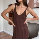 Women's Sleeveless Knit Maxi Dress – Deep V-Neck Fitted Summer Occasion Dress