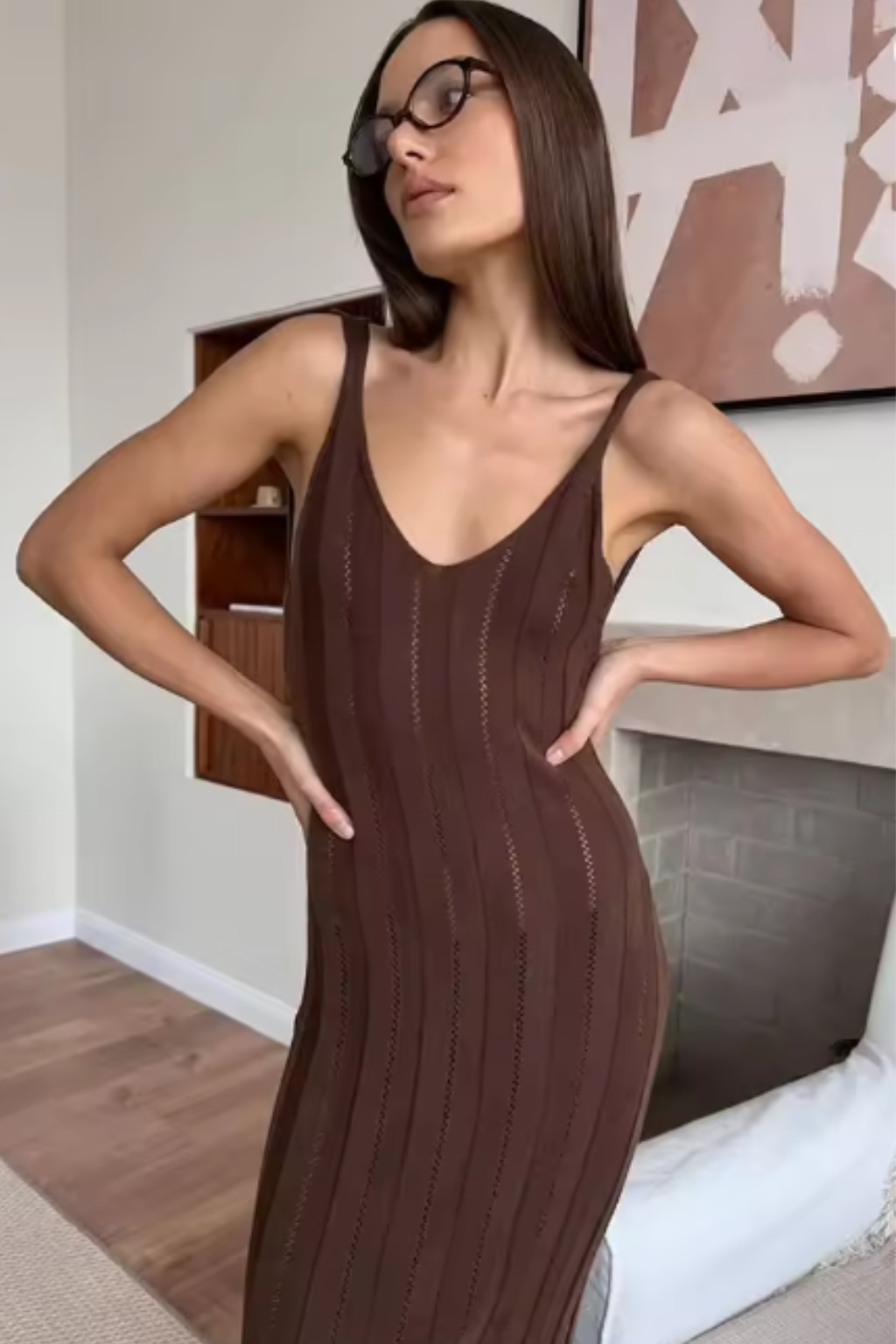 Women's Sleeveless Knit Maxi Dress – Deep V-Neck Fitted Summer Occasion Dress