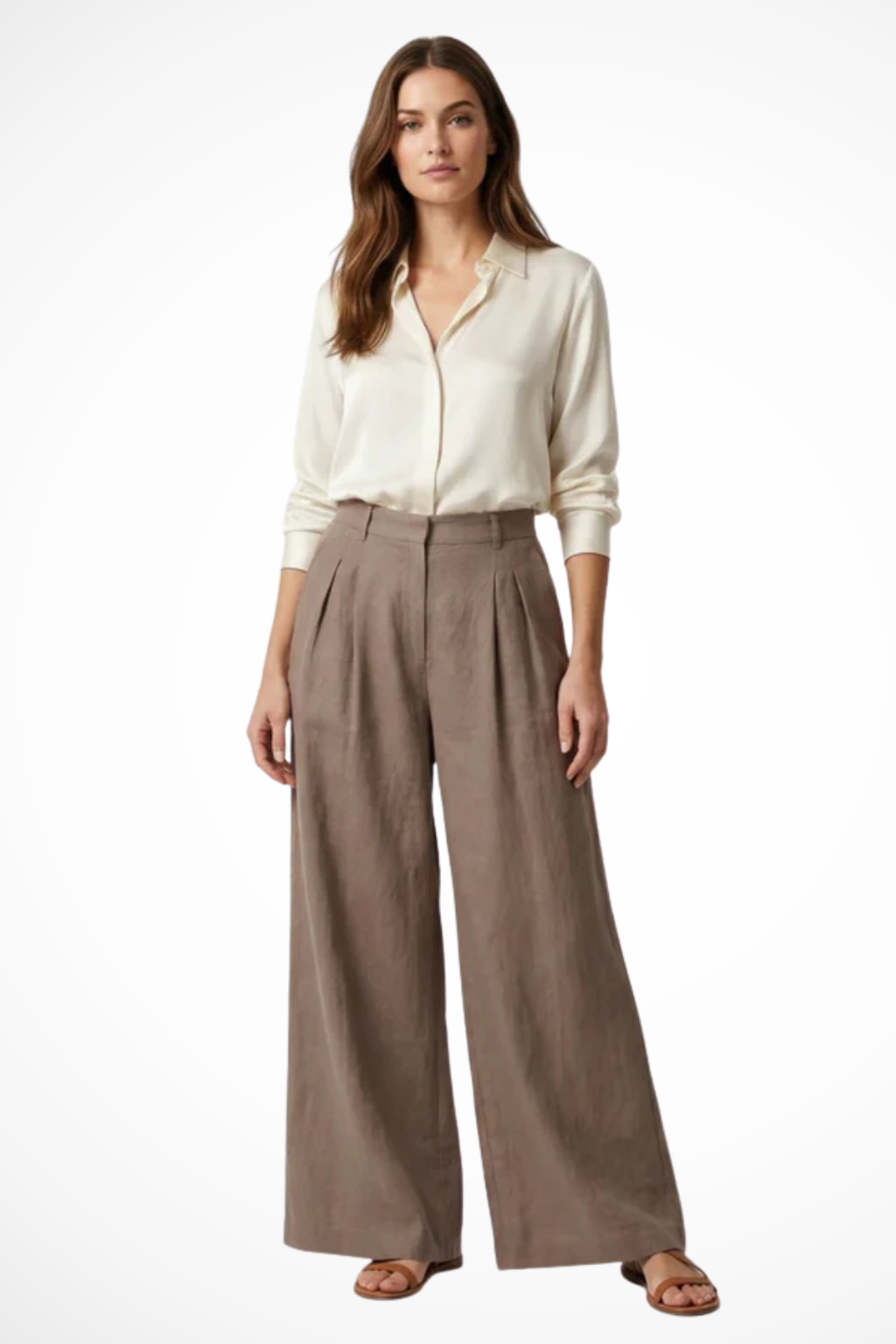 Women's Pleated Cropped Wide Leg Pants – High Waist Tailored Summer Pants