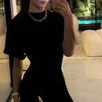 Women's Ruched Bodycon Mini Dress – High Neck Short Sleeve Party & Occasion Dress