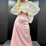 Women's Floral Satin Bias-Cut Maxi Skirt – Flowing Summer Skirt for Weddings & Garden Parties