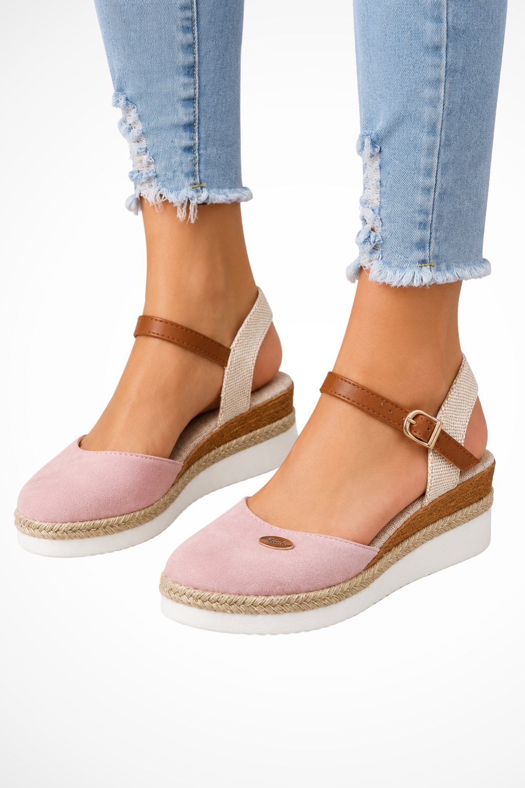Women's Closed-Toe Espadrille Wedges with Ankle Strap – Buckle Wedge Sandals for Summer