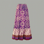 Women's Tiered Printed Maxi Skirt with Elastic High Waist – A-Line Spring Summer Skirt