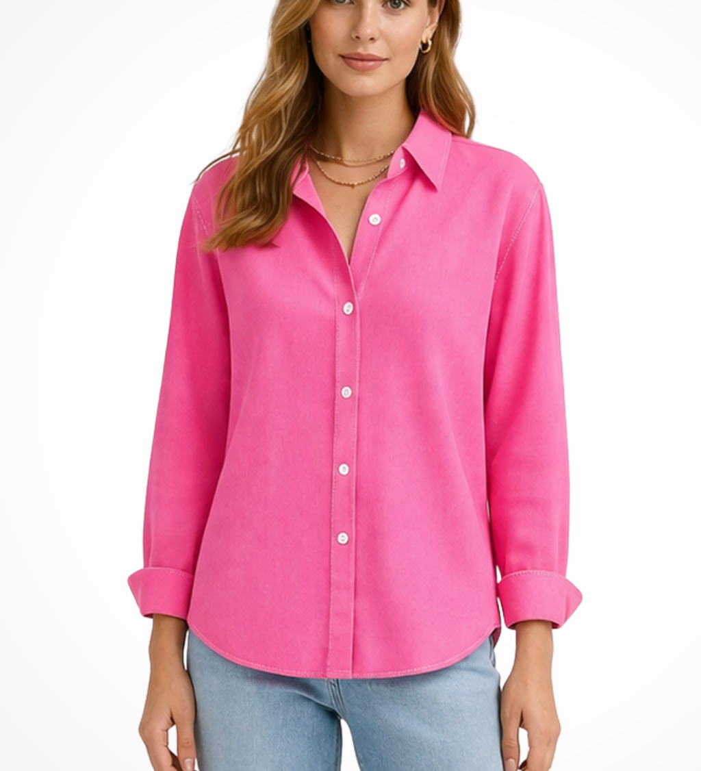 Women's Relaxed Fit Long Sleeve Button Down Shirt – Classic Collared Shirt for Work & Weekend
