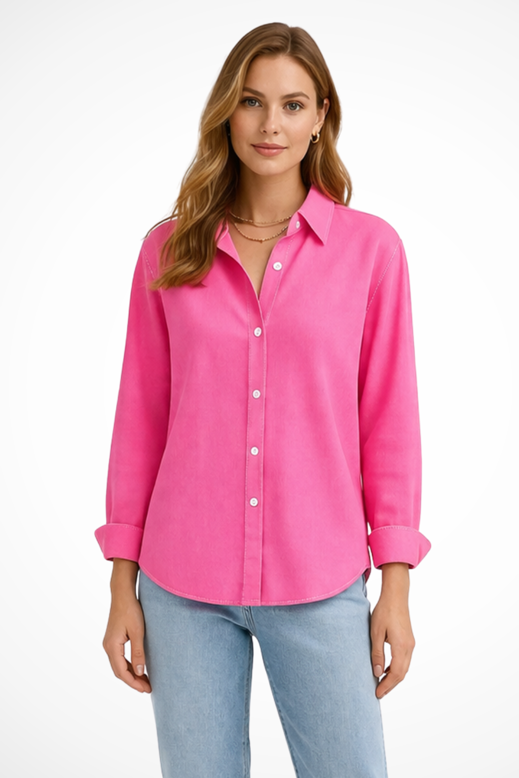 Women's Relaxed Fit Long Sleeve Button Down Shirt – Classic Collared Shirt for Work & Weekend
