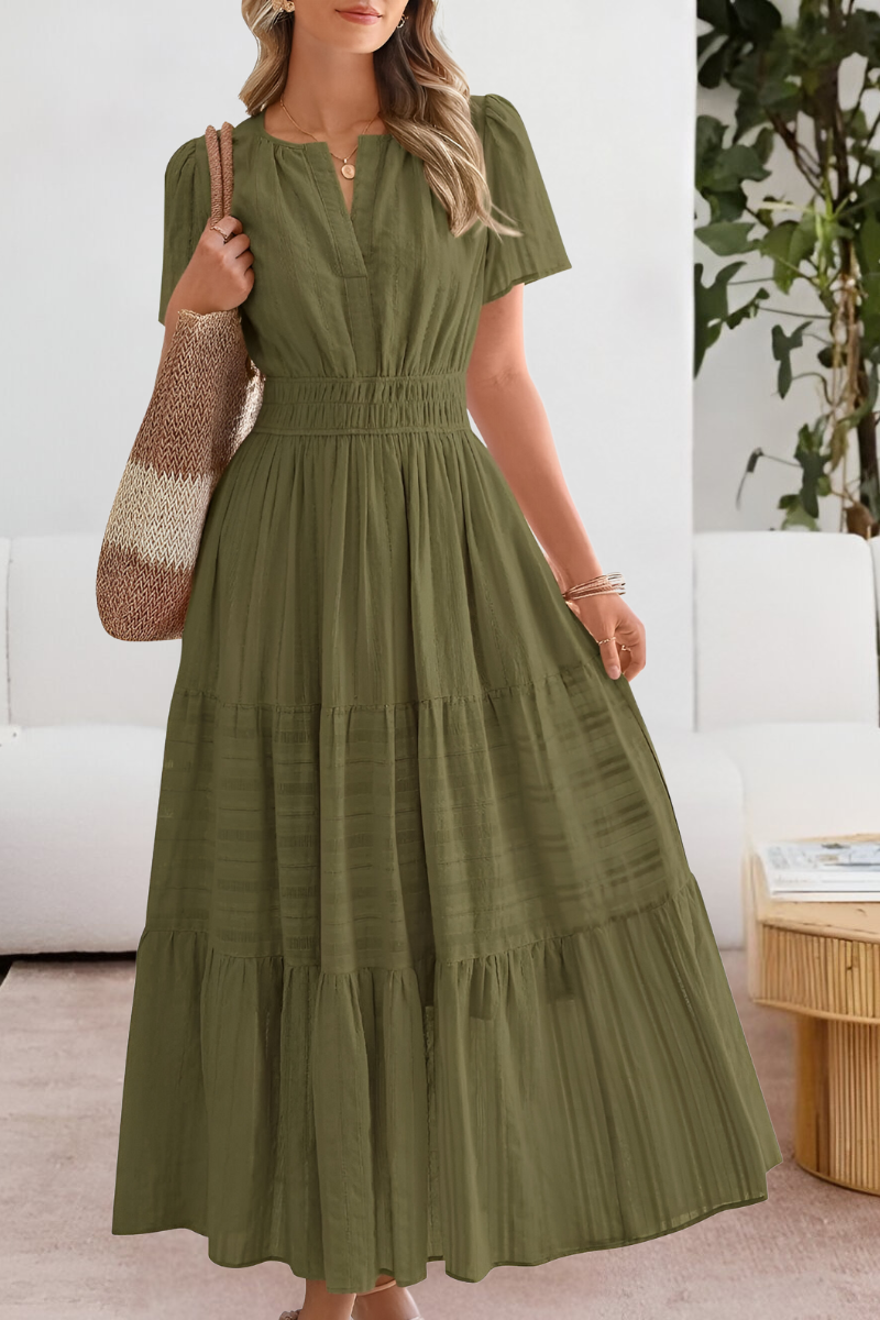 Women's Tiered Flutter Sleeve Maxi Dress – Flowing Summer Evening & Occasion Dress