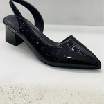 Women's Slingback Pumps with Pointed Toe & Low Block Heel – Work & Evening Shoes