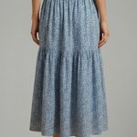 Women's Floral Skirt with Elastic Waistband – Lightweight Flowing Pull-On Summer Skirt