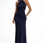 Women's Halter Neck Twist Knot Bodycon Maxi Dress – Open Back Wedding Guest & Formal Dress