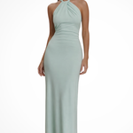 Women's Halter Neck Twist Knot Bodycon Maxi Dress – Open Back Wedding Guest & Formal Dress