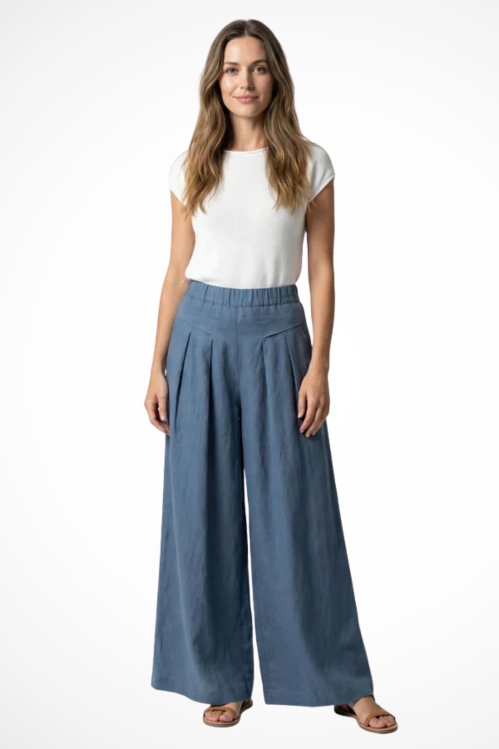 Women's Pleated Cropped Wide Leg Pants – High Waist Tailored Summer Pants
