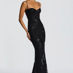Women's Floral Embroidered Corset Maxi Dress with Cami Straps – Wedding Guest & Formal Dress