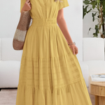 Women's Tiered Flutter Sleeve Maxi Dress – Flowing Summer Evening & Occasion Dress