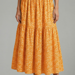 Women's Floral Skirt with Elastic Waistband – Lightweight Flowing Pull-On Summer Skirt