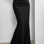 Women's High Waisted Ruched Mermaid Maxi Skirt – Fitted Occasion Skirt for Events