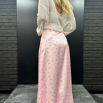 Women's Floral Satin Bias-Cut Maxi Skirt – Flowing Summer Skirt for Weddings & Garden Parties