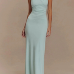 Women's Halter Neck Twist Knot Bodycon Maxi Dress – Open Back Wedding Guest & Formal Dress
