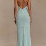 Women's Halter Neck Twist Knot Bodycon Maxi Dress – Open Back Wedding Guest & Formal Dress