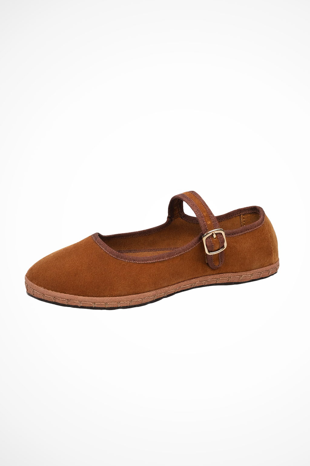 Women's Round Toe Mary Jane Ballet Flats with Buckle Strap – Suede-Look Everyday Flats