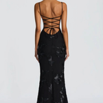 Women's Floral Embroidered Corset Maxi Dress with Cami Straps – Wedding Guest & Formal Dress