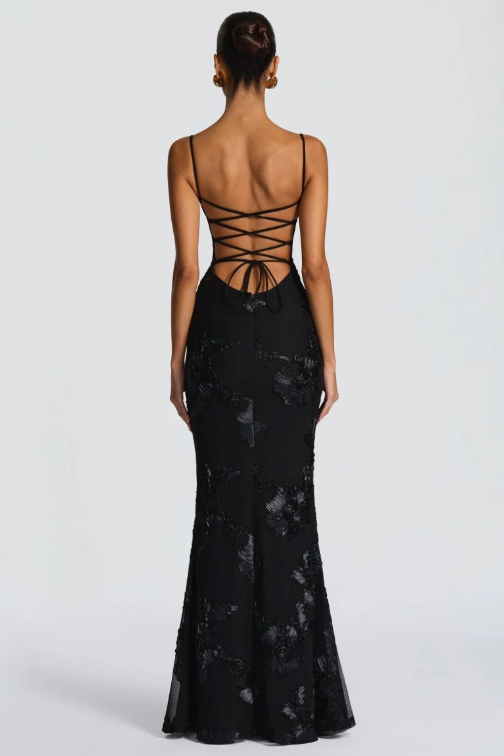 Women's Floral Embroidered Corset Maxi Dress with Cami Straps – Wedding Guest & Formal Dress