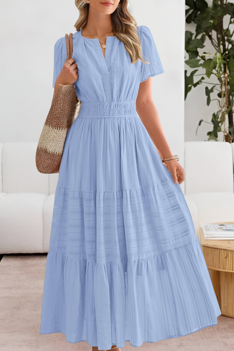 Women's Tiered Flutter Sleeve Maxi Dress – Flowing Summer Evening & Occasion Dress