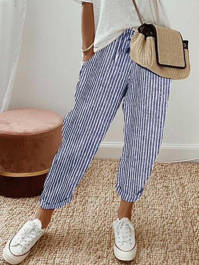 Women's Breathable Drawstring Pants with Slant Pockets – Tapered Leg Comfort Everyday Pants