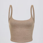 Women's Brown Marl Cropped Tank Top – Stretch Jersey Sleeveless Summer Top