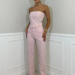 Women's Sequin Strapless Crop Top & High-Waist Jeans Set – Two-Piece Party Outfit for Nights Out