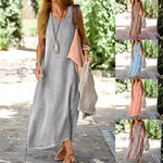 Women's Linen-Look Maxi Dress – Relaxed Flowing Summer Dress for Beach, Holiday & Everyday