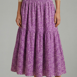 Women's Floral Skirt with Elastic Waistband – Lightweight Flowing Pull-On Summer Skirt