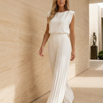 Women's Elegant Pleated Jumpsuit – Dressy One-Piece for Weddings, Evening Events & Parties
