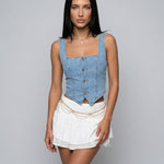 Women's Sleeveless Corset-Inspired Crop Top – Fitted Polyester Top for Evenings Out