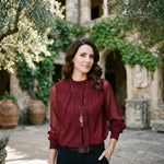 Women's V-Neck Long Sleeve Blouse – Relaxed Fit Feminine Top for Work and Weekend