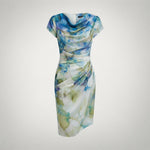 Women's Floral Cowl Neck Bodycon Midi Dress – Fitted Evening and Occasion Dress