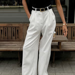 Women's High Waisted Wide Leg Pants with Belt Detail – Polished Office & Summer Pants