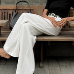 Women's High Waisted Wide Leg Pants with Belt Detail – Polished Office & Summer Pants