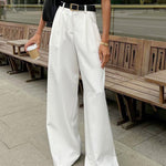 Women's High Waisted Wide Leg Pants with Belt Detail – Polished Office & Summer Pants
